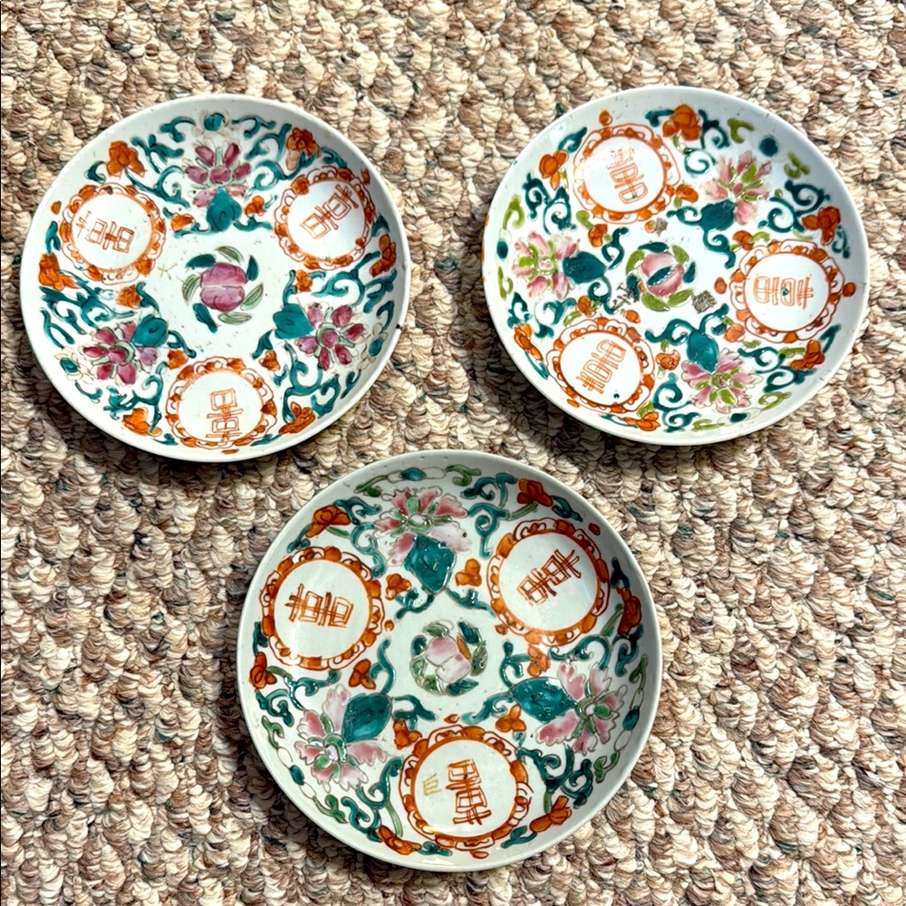 Rare Antique 3 Chinese Porcelain 18c-19c Plates China Antique Kitchen